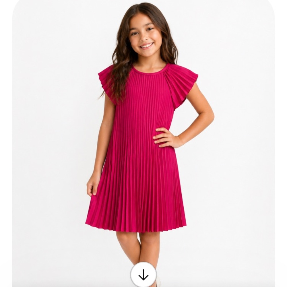 Joe Fresh Pleated Flutter-Sleeve Dress - Bright Fuchsia
